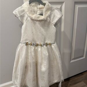 Jona Michelle White and Gold Formal Kids Dress